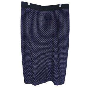 Ming Wang Sapphire Purple & Black Textured Knit Pencil Skirt L Office Cocktail